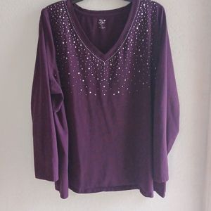 Avenue Purple Embellished Shirt